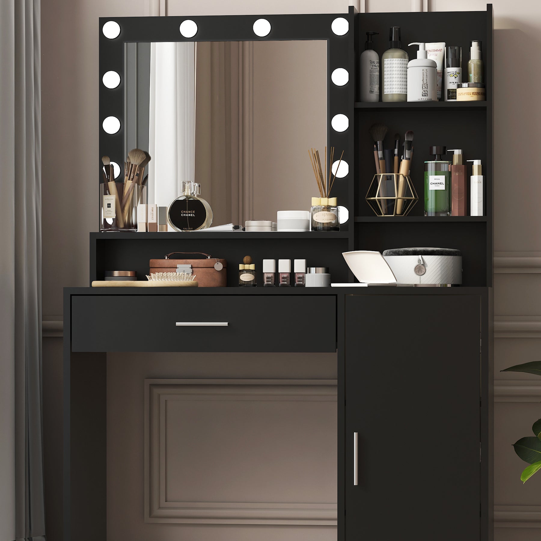 Galadriel Contemporary Bedroom Vanity, Black