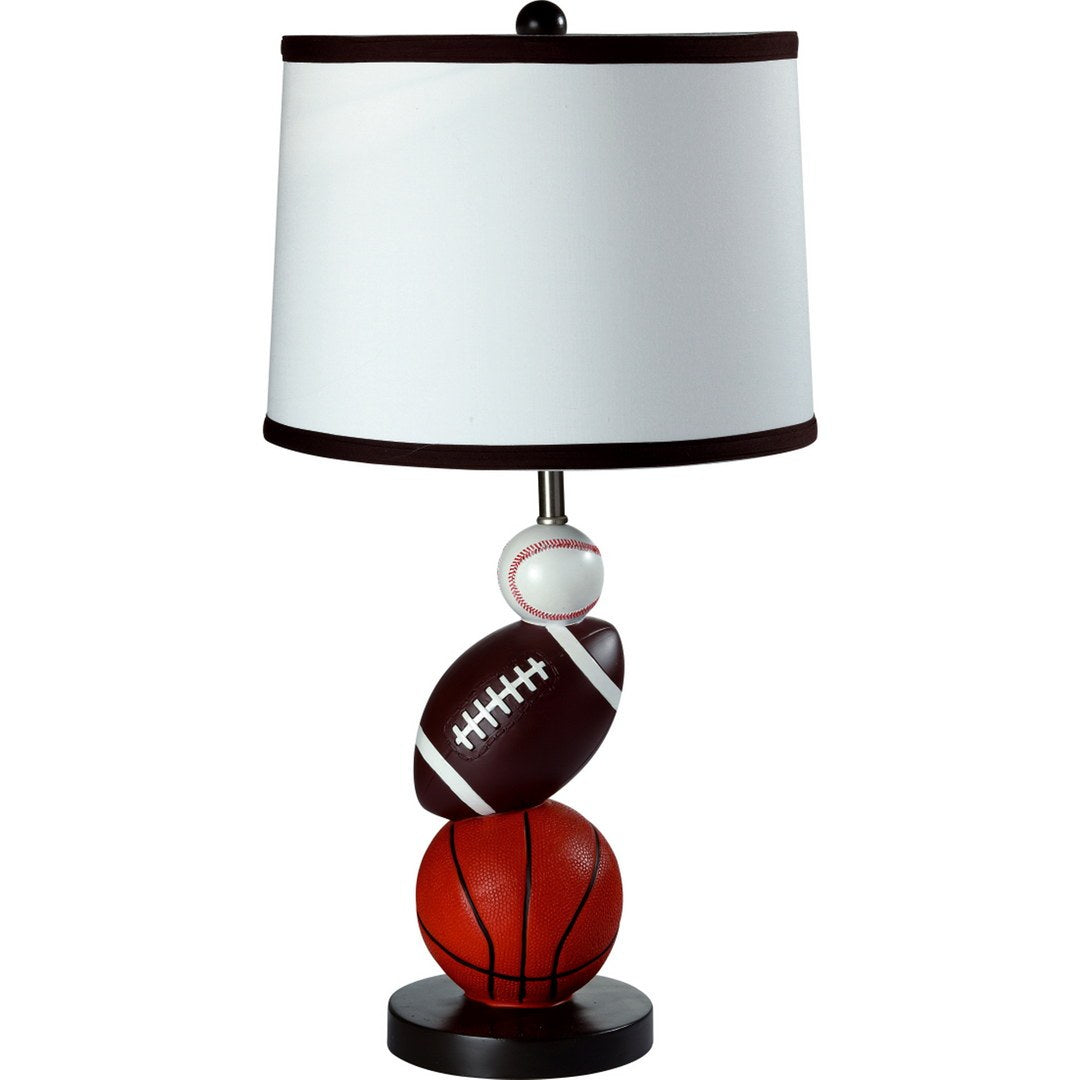 25' Tall Polyresin Table Lamp, Multi-Sport Design, White Linen Shade