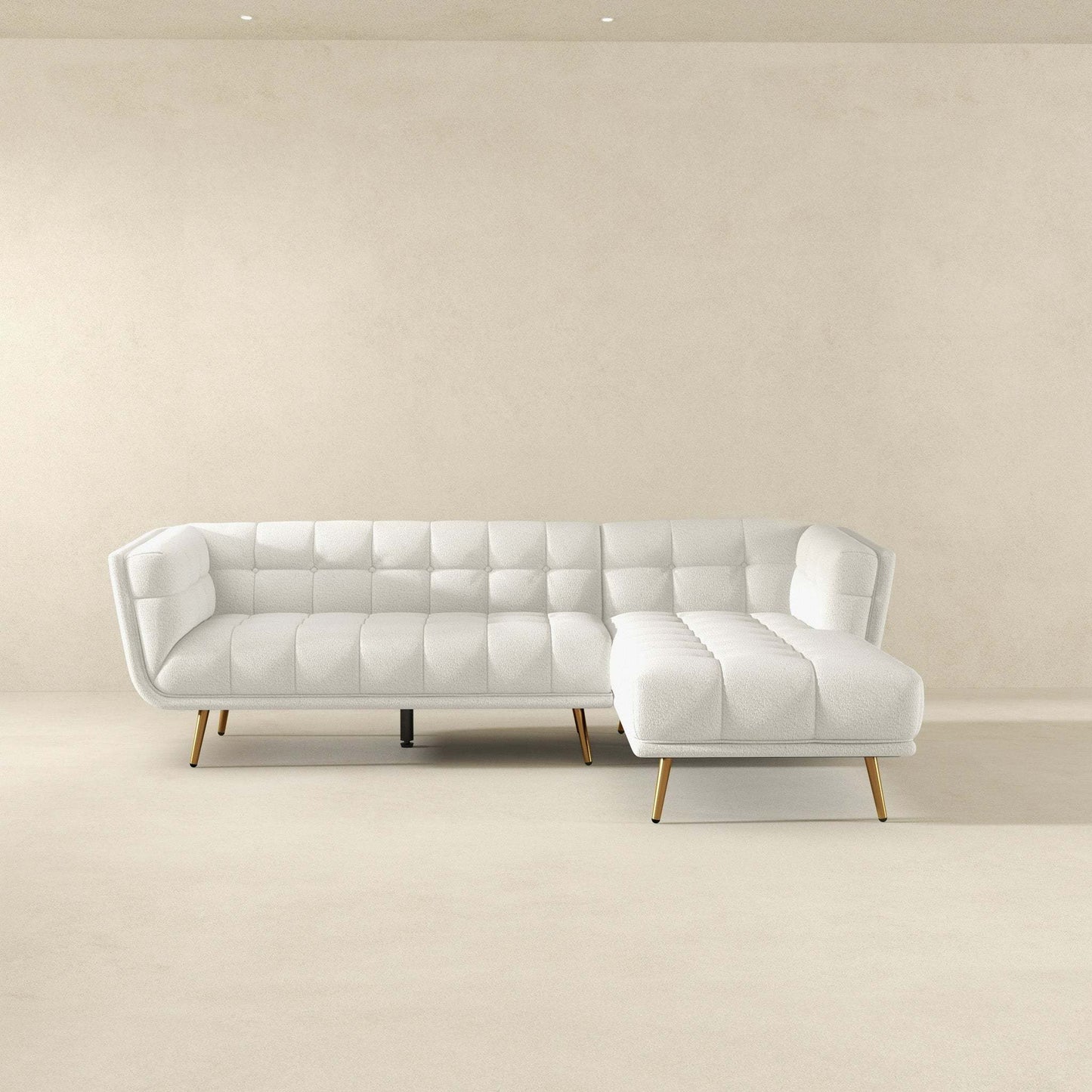 Addison Right Sectional Cream Boucle Sofa - detail view 4