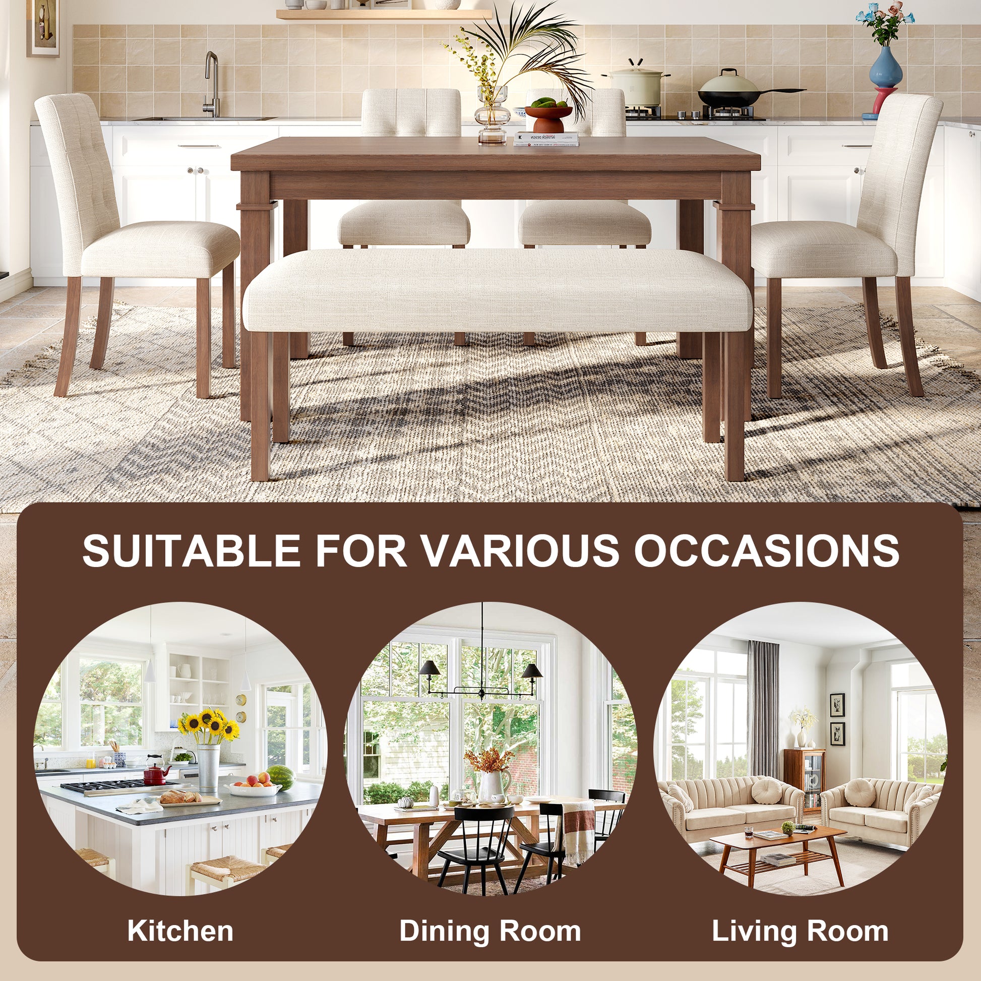 6-Piece Modern Dining Set - Walnut - detail view 8