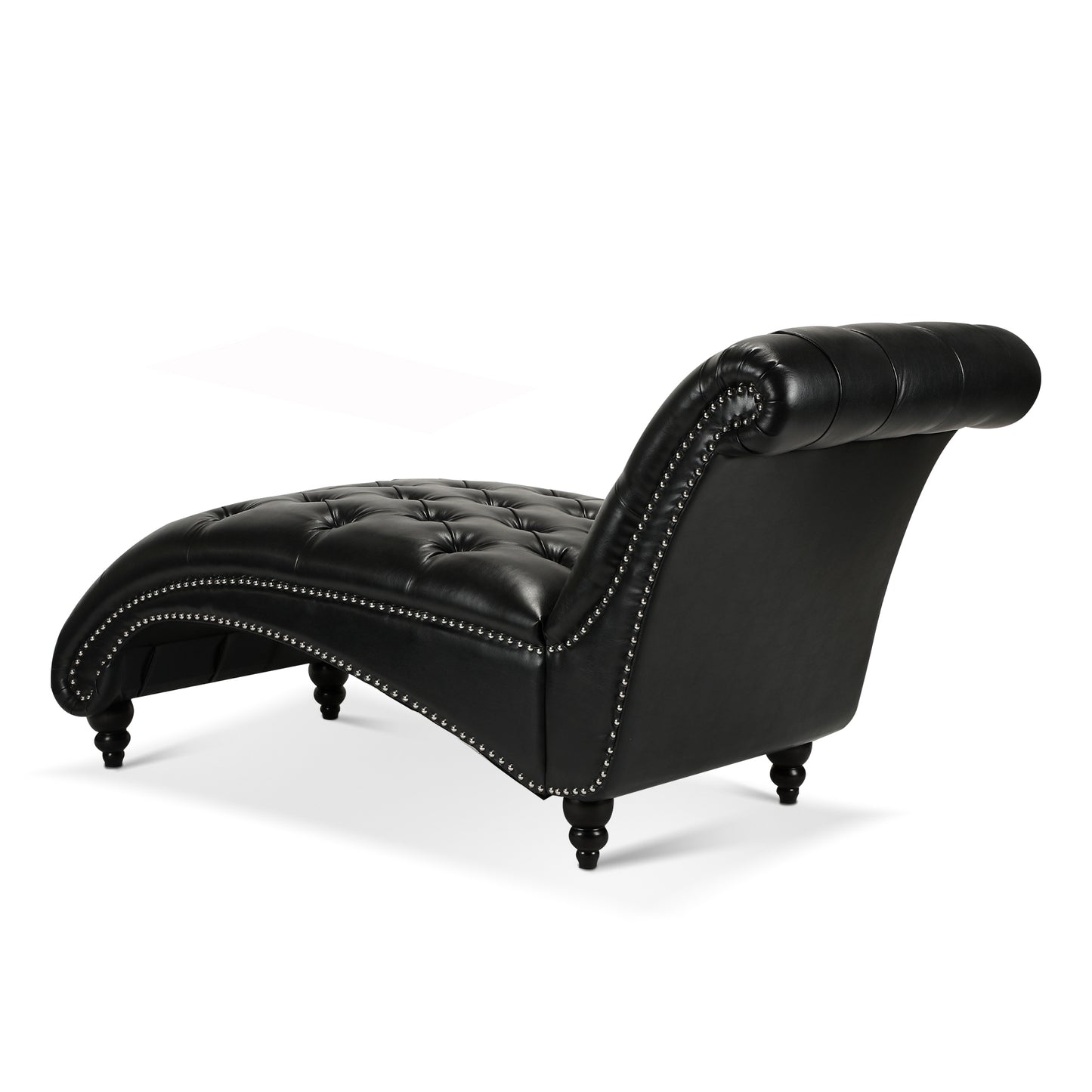 Tufted Armless Chaise Lounge - Black - detail view 5