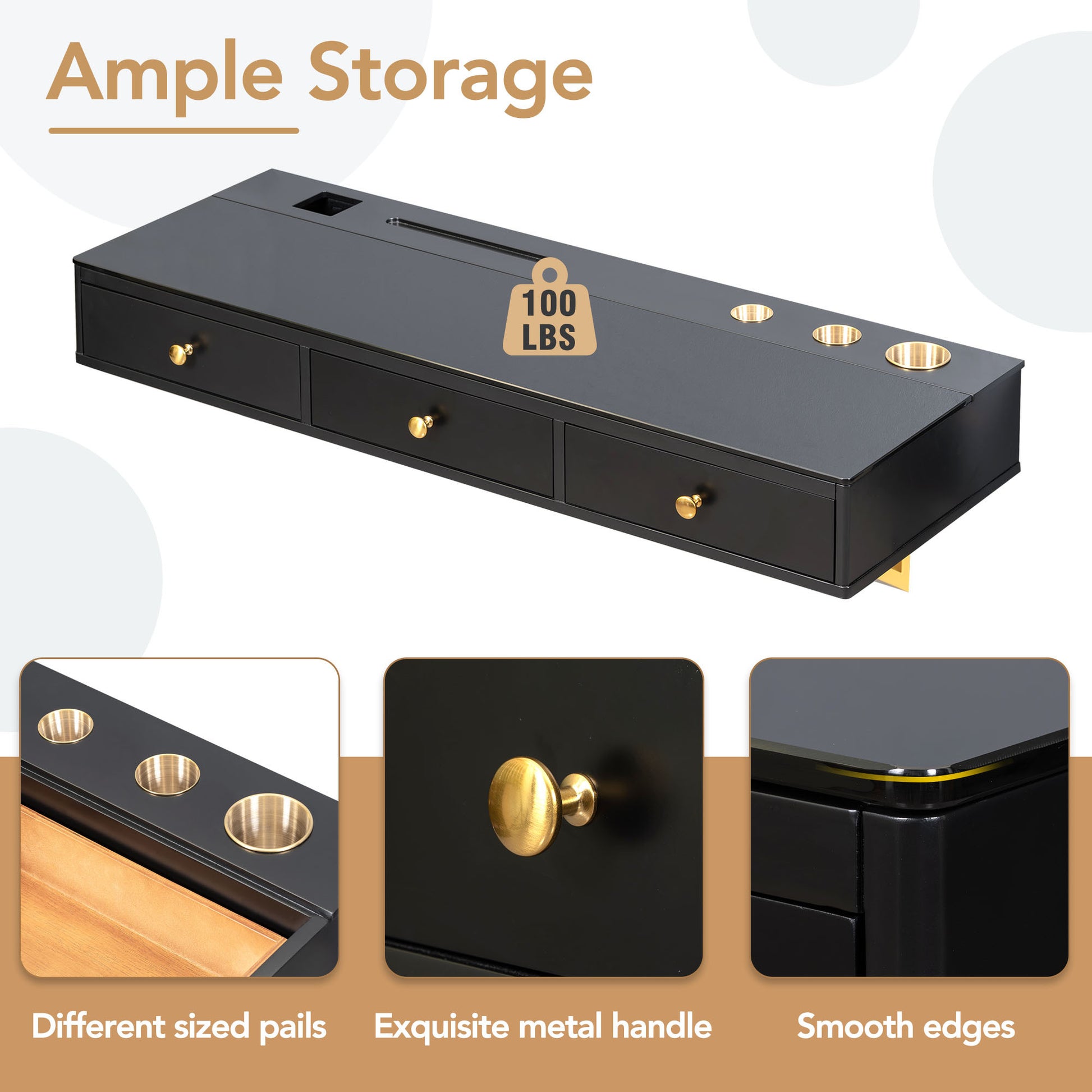 GO 47' Floating Multi-Purpose Wall-Mounted Vanity Table