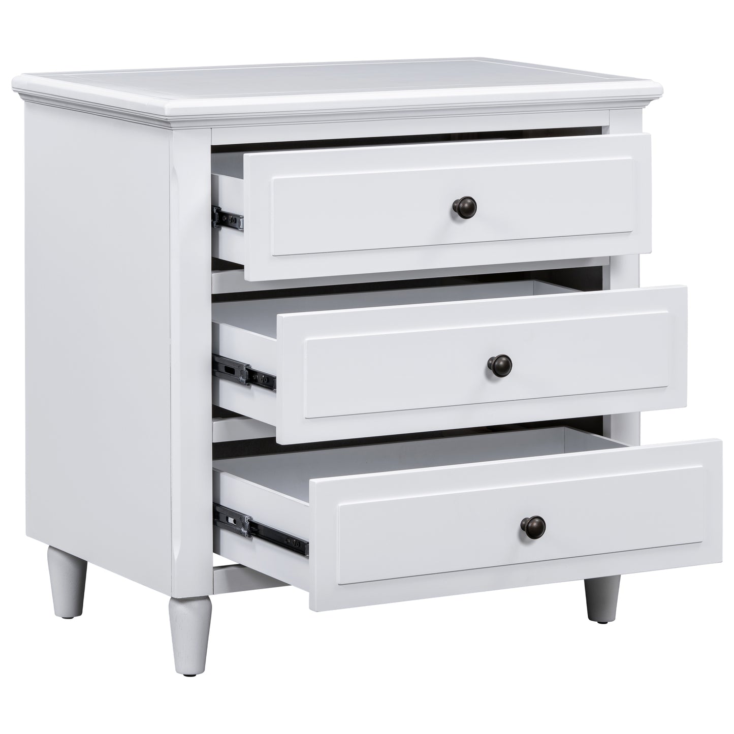 White Glider Nesting Tables with Wood Legs - detail view 6