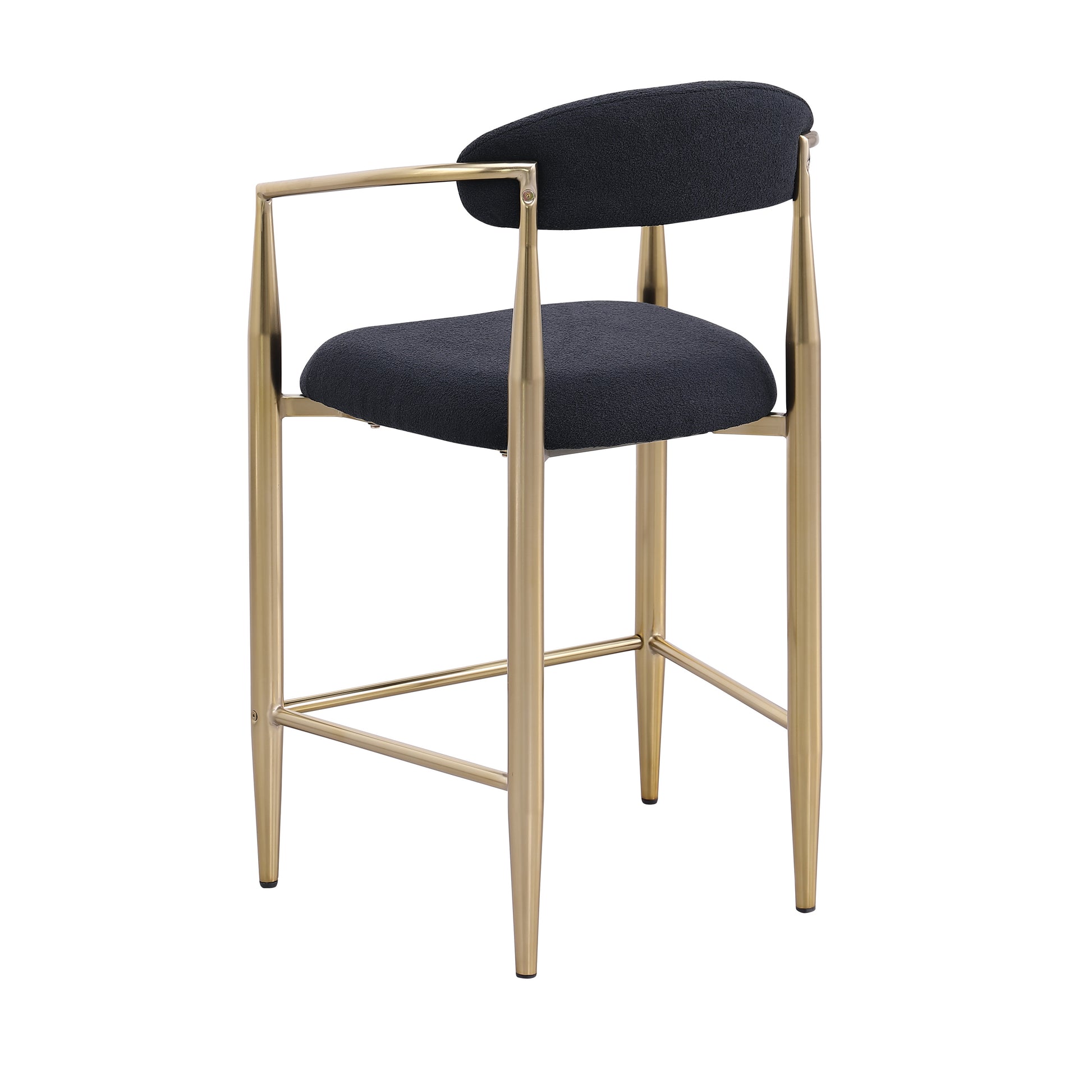 Janice Modern Boucle Upholstered Bar Stools with Gold Legs Set of 2