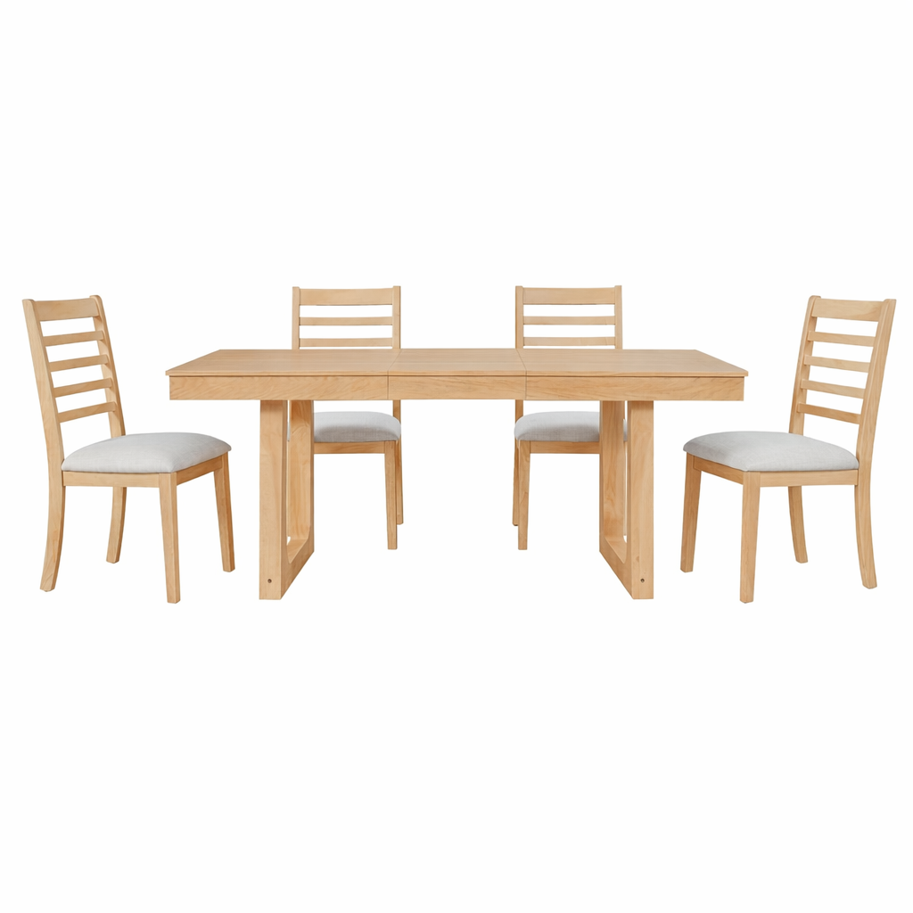 5-Piece Extendable Dining Table Set - Natural - detail view 8