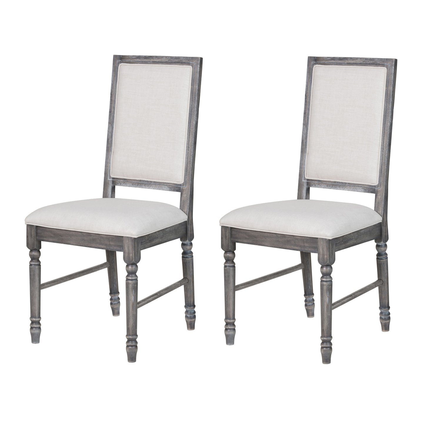 Cream and Weathered Grey Open Back Side Chairs Set of 2