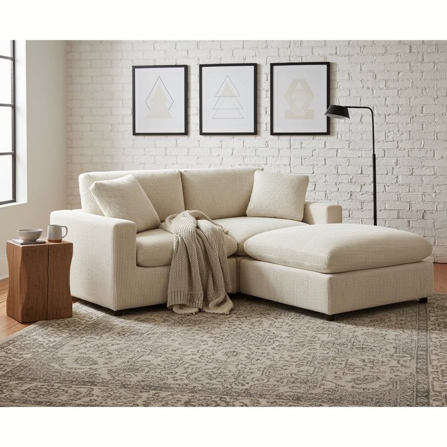 Chelsea Modular 3-Piece Chofa in Beige - Plush Polyester Upholstery - detail view 7