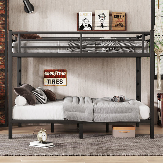 Metal Queen over Queen Bunk Bed for Teens and Adults - Black - detail view 2