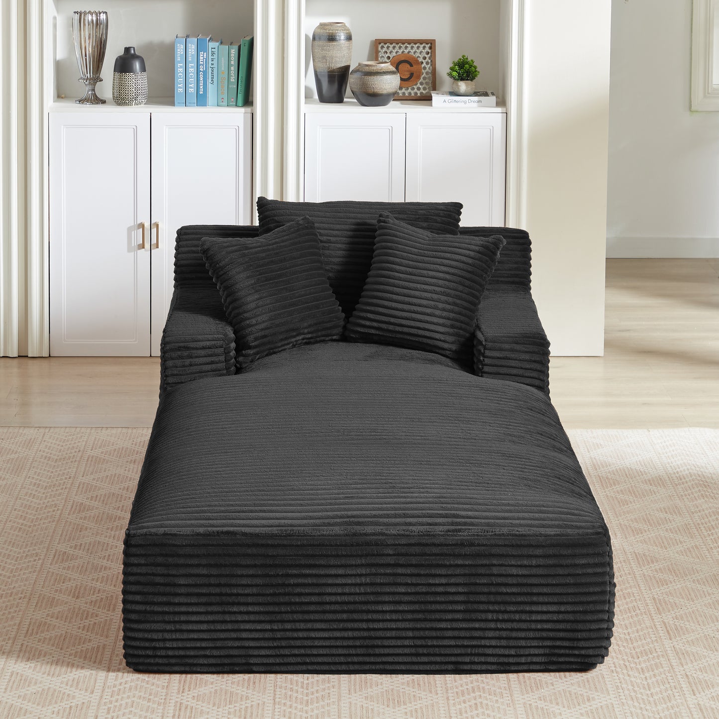 Oversized Chaise Lounge Chair Indoor - Black - detail view 2