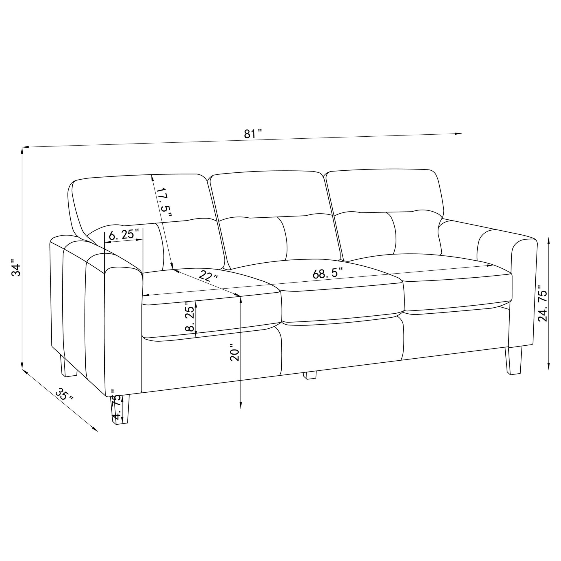 Scotland Faux Leather Upholstered Track Arm Sofa Black