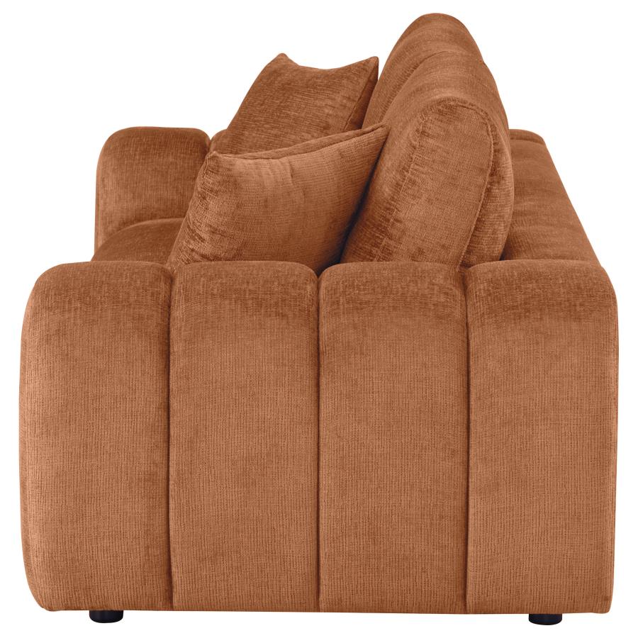 Burnett Contemporary Chenille Sofa - Orange - Finally Home Furnishings LLC