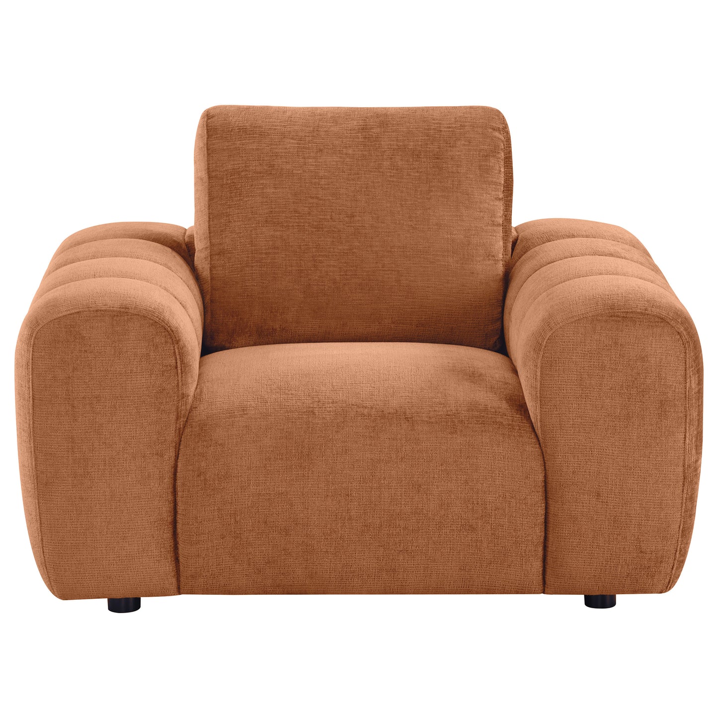 Burnett Burnt Orange Chenille Sculptural Accent Chair with Oversized Arms