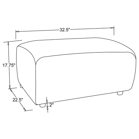 Burnett Contemporary Ivory Chenille Upholstered Ottoman