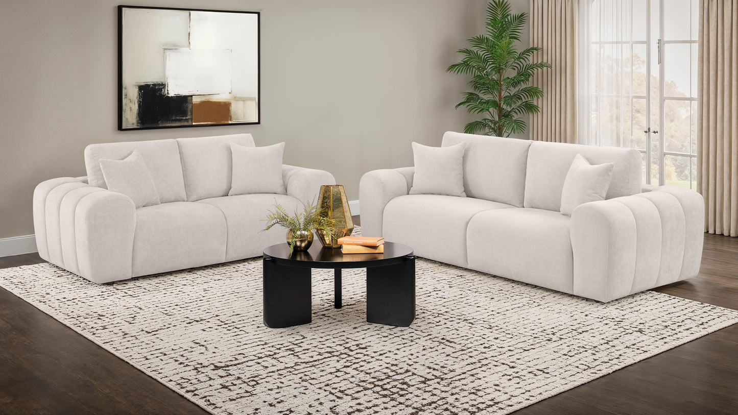 Burnett Contemporary 2-Piece Living Room Set - Ivory - Finally Home Furnishings LLC