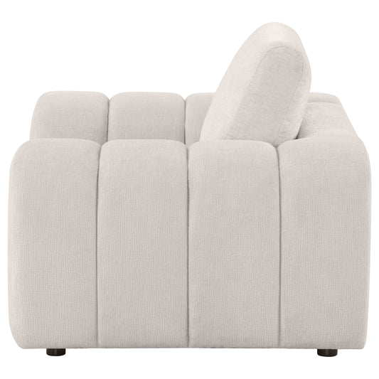 Burnett Ivory Chenille Sculptural Accent Chair with Oversized Arms