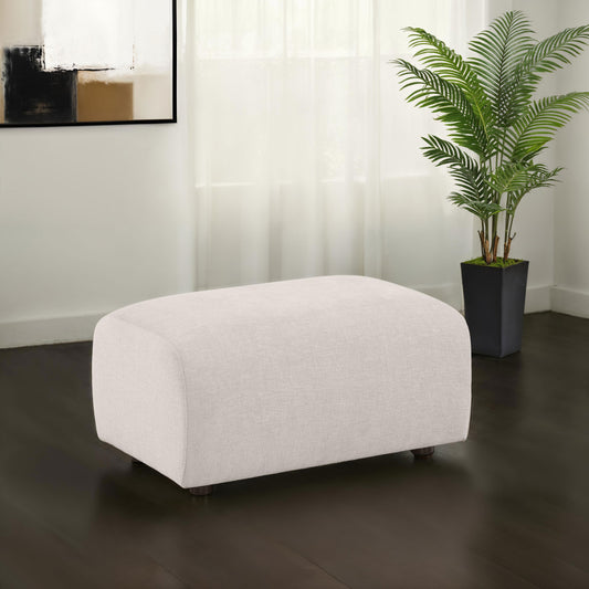 Burnett Contemporary Ivory Chenille Upholstered Ottoman