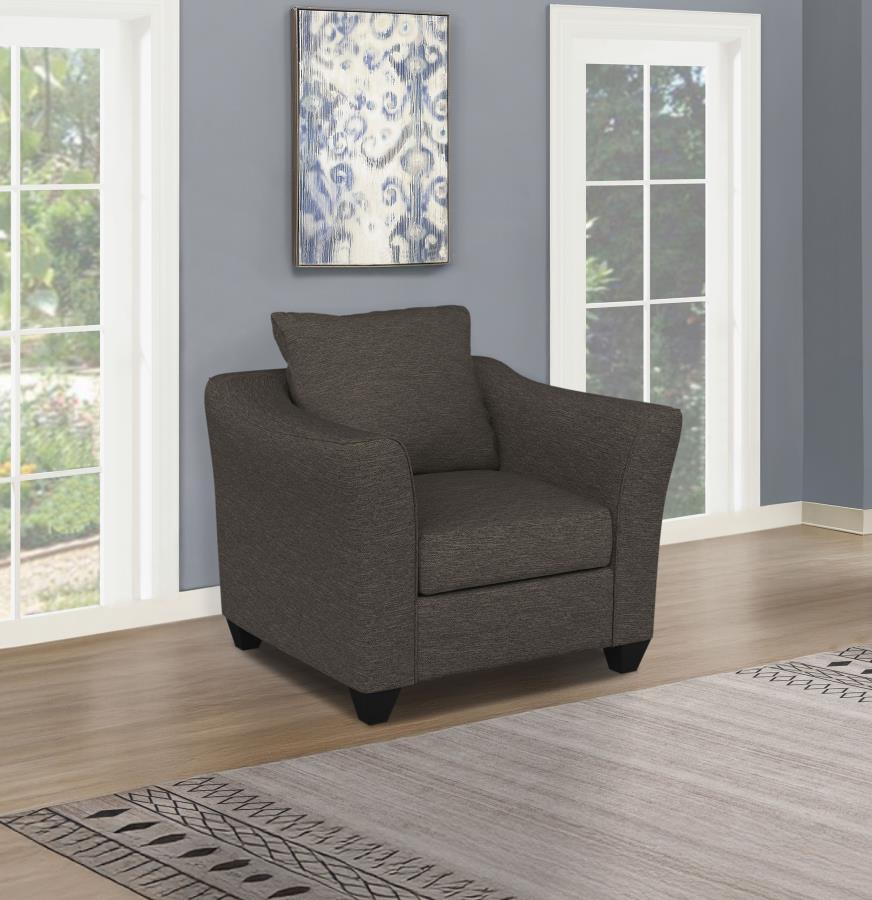 Salizar Upholstered Flared Arm Accent Chair Charcoal Grey Loveseat