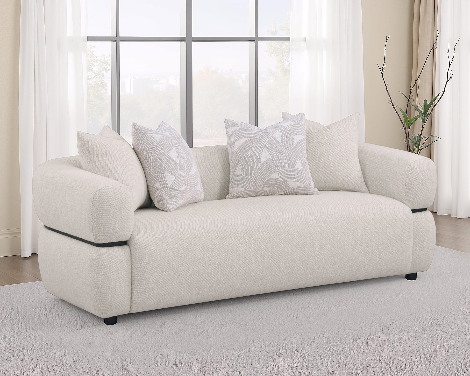 Jeanette Contemporary Sculptural Sofa – Beige - Finally Home Furnishings LLC
