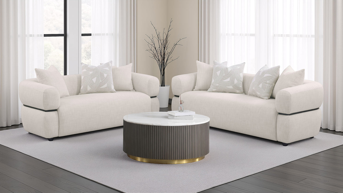 Jeanette Contemporary Sculptural Sofa – Beige - Finally Home Furnishings LLC