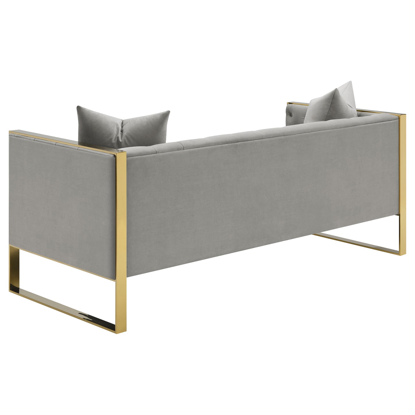 Eastbrook Glam Style Sofa & Loveseat in Light Grey Velvet with Gold Base