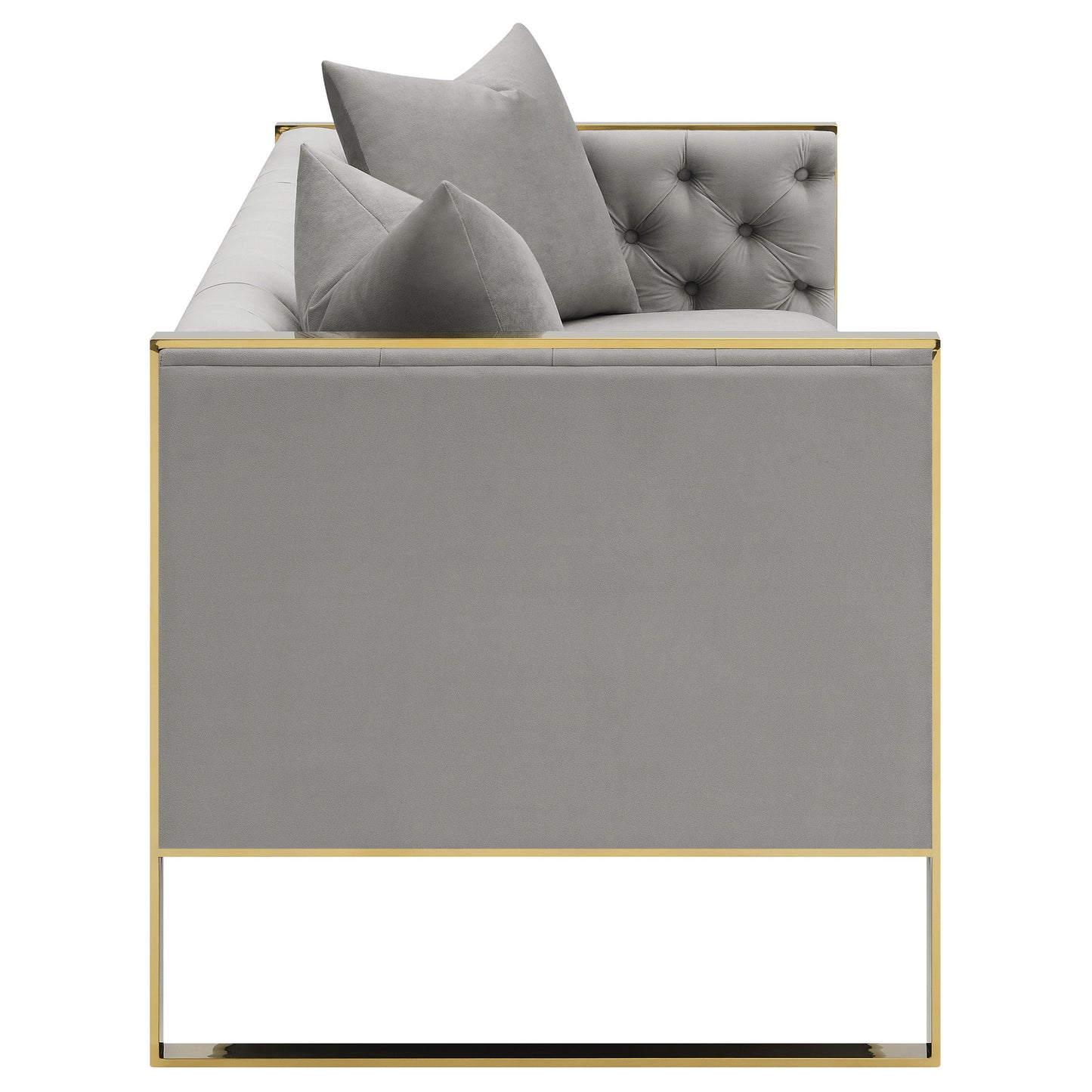 Eastbrook Glam Style Sofa & Loveseat in Light Grey Velvet with Gold Base