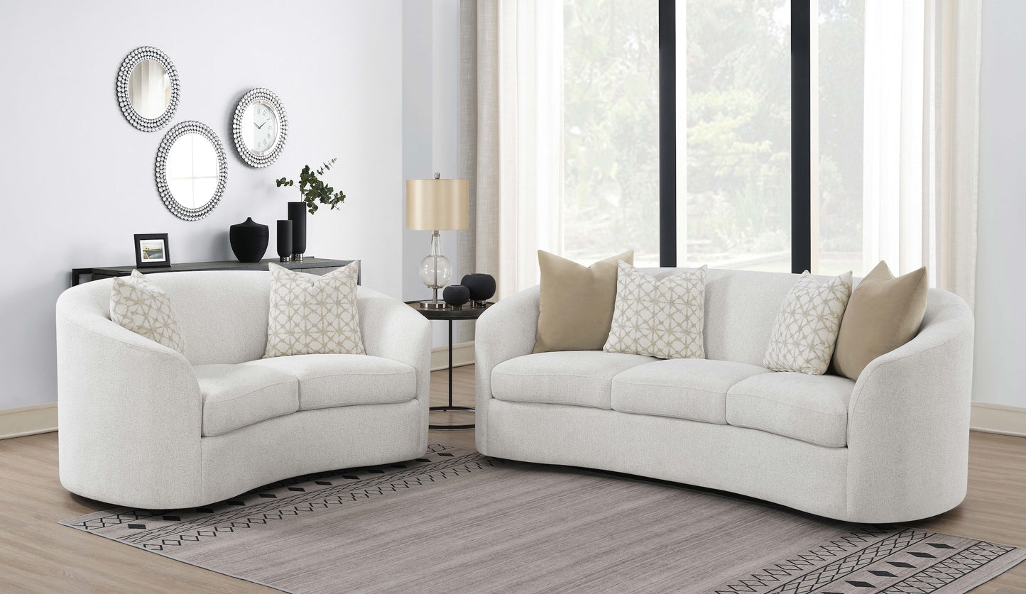 Rainn Boucle Upholstered Tight Back Sofa Latte