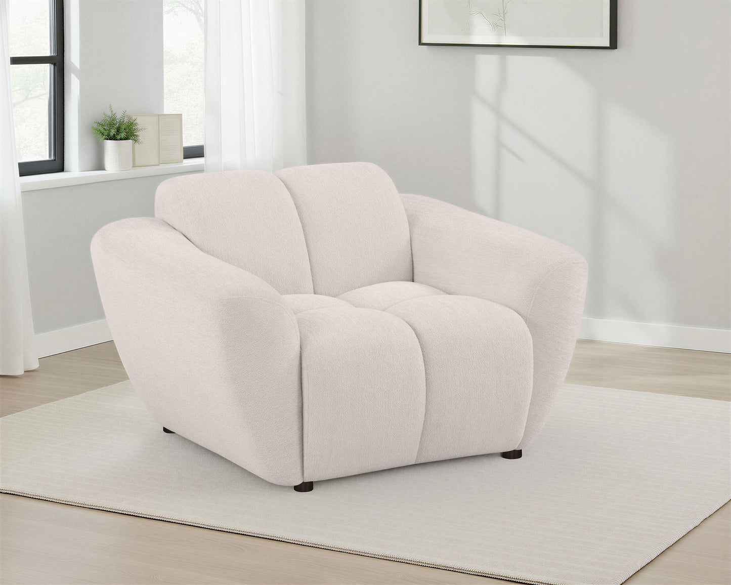 Destino Contemporary Accent Chair – Greige Chenille - Finally Home Furnishings LLC