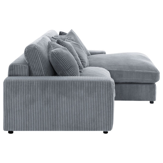 Blaine Corduroy Upholstered Reversible Sectional Fog