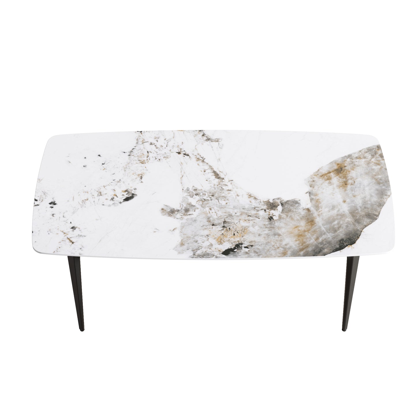 Misty 70.87"Modern Pandora White Sintered Stone Dining Table with Black Legs