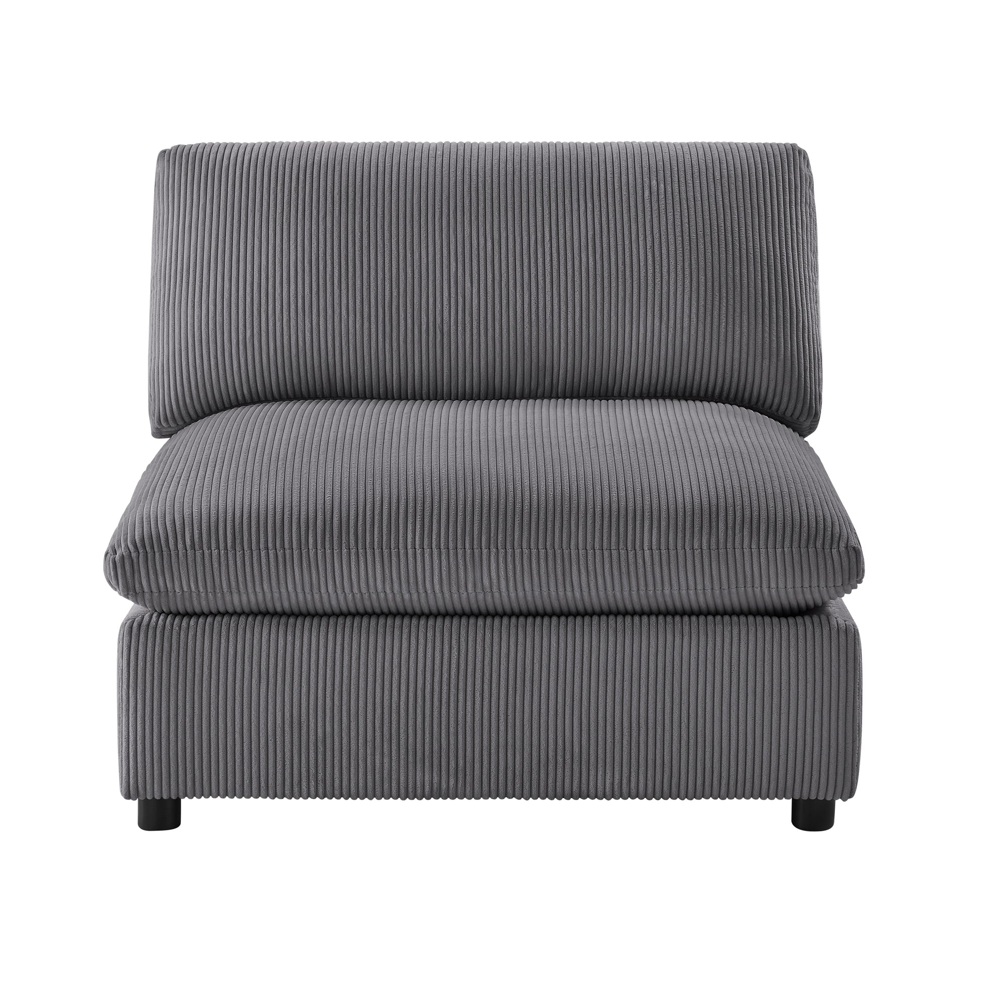 Chelsea Modular 5-Piece Sectional in Charcoal with Plush Polyester Upholstery and Removable Wood Legs - detail view 8