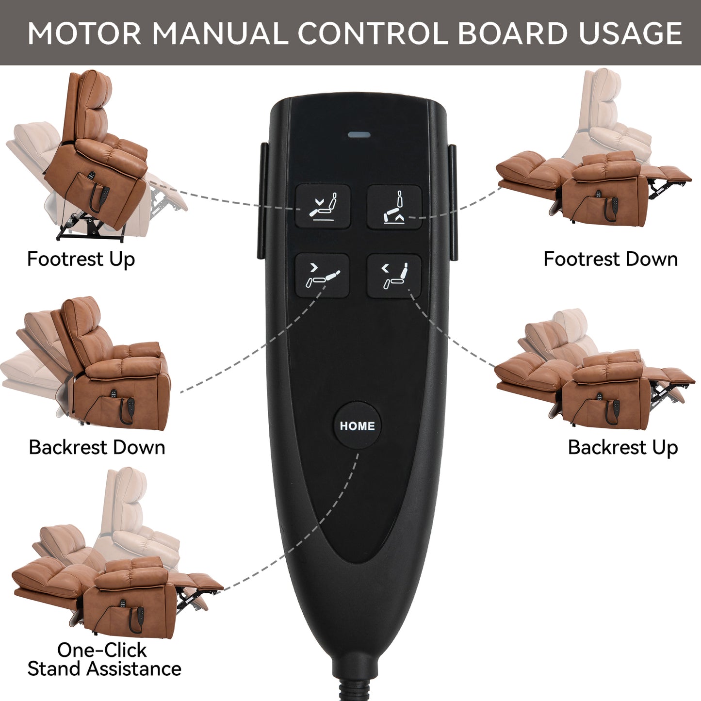 Orange Leatheraire Heat Massage Dual Motor Infinite Position Up to 350 LBS Large Electric Power Lift Recliners with Hidden Cup Holders - detail view 6