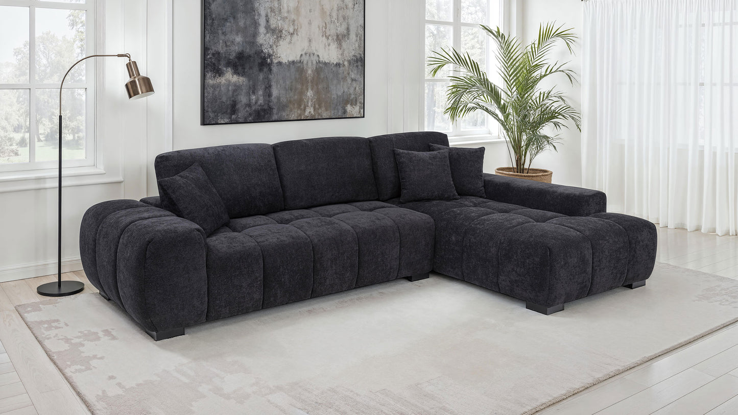 Octavia MCM Upholstered Sectional, Black