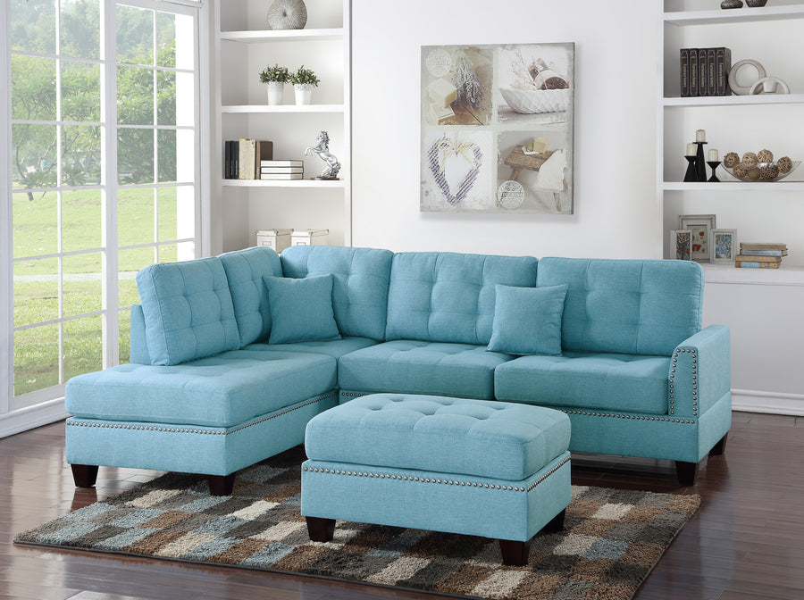 3 Piece Reversible Sectional Sofa Set W/ Ottoman - primary color shot