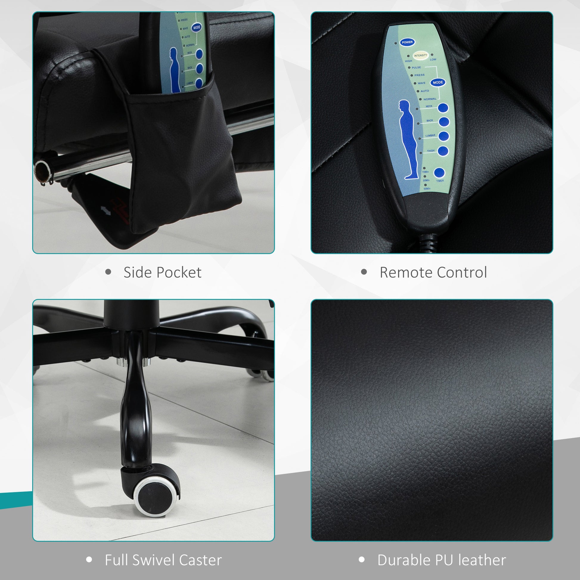 Vinsetto 7-Point Vibrating Massage Office Chair, Black