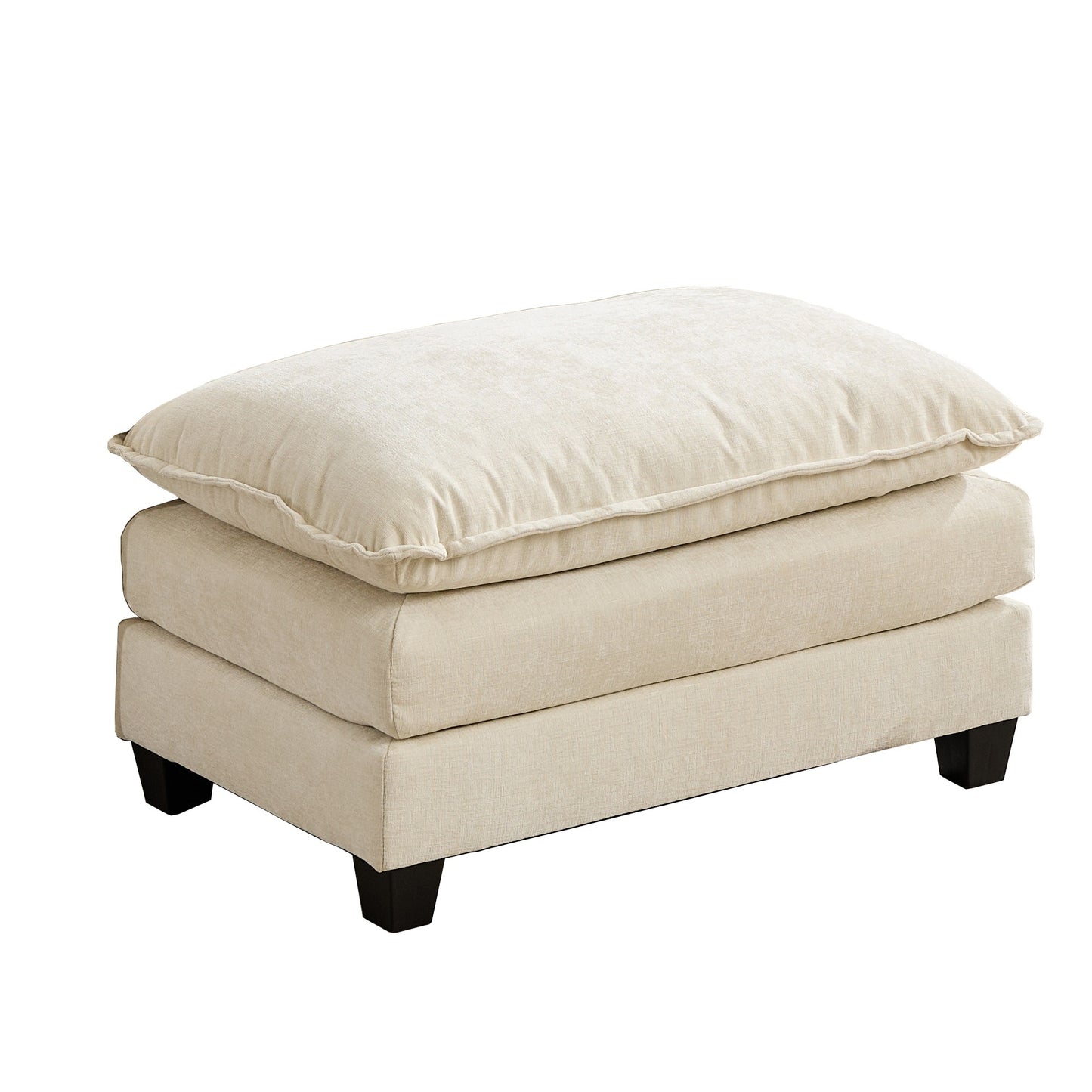 Beige Chenille Ottoman