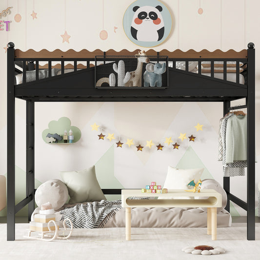 Full Size Loft Bed with Ladders - Black - detail view 2