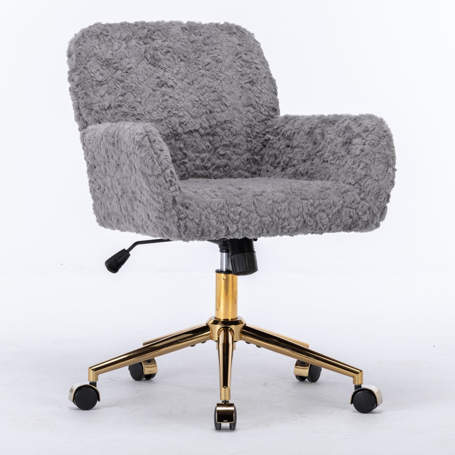 Gray Fabric Office Chair with Gold Legs