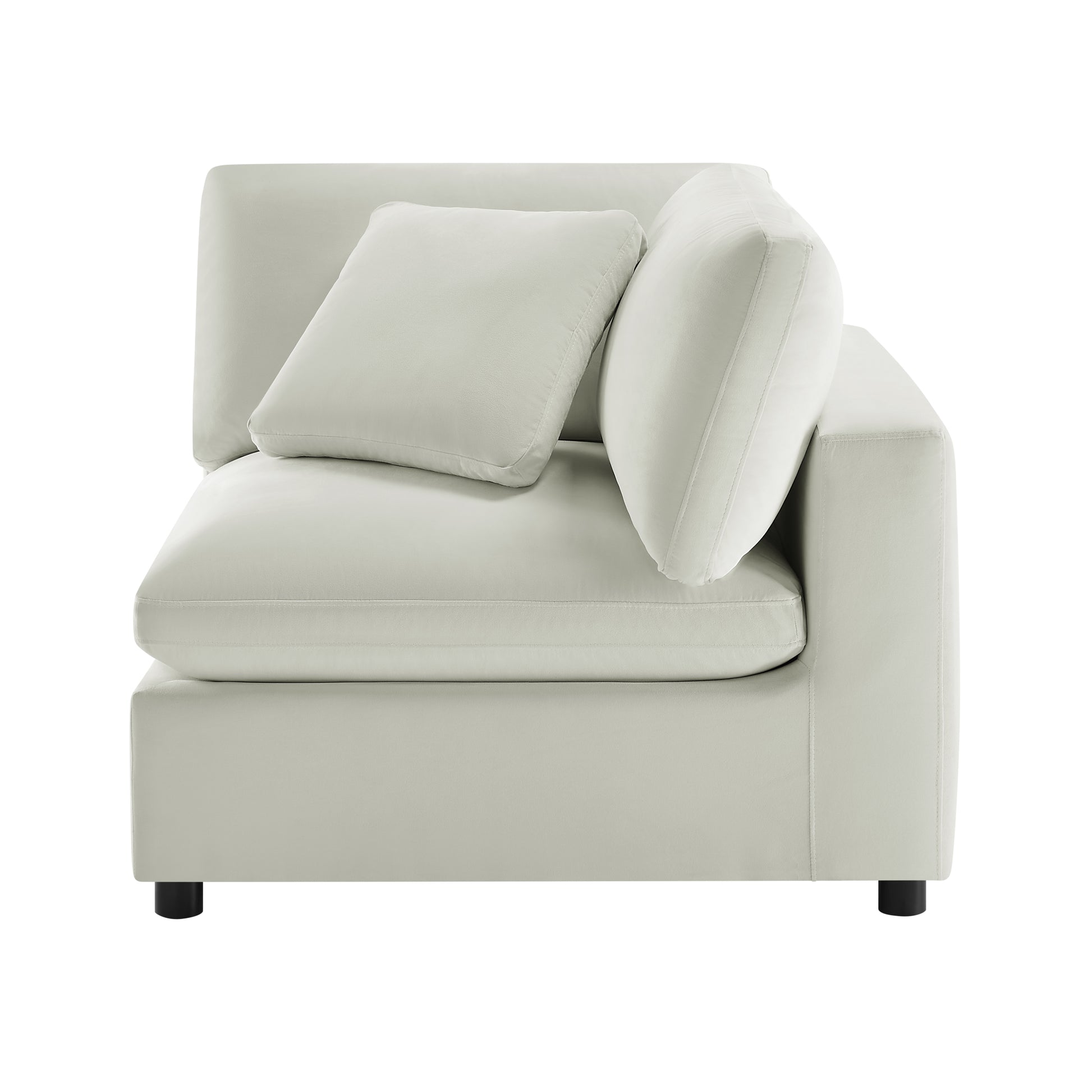 Caylie Modular 6-Piece Sectional in Ivory with Plush Polyester Upholstery and Solid Wood Legs - detail view 8