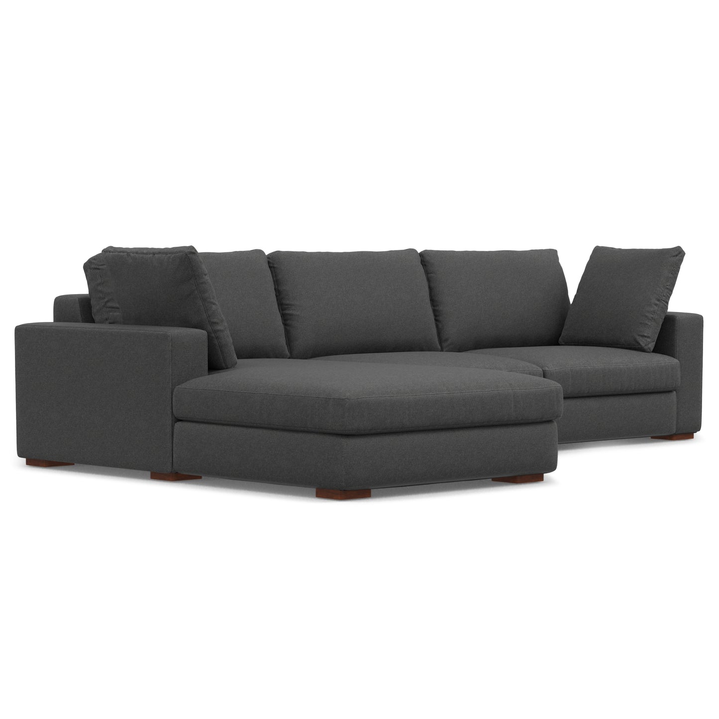 Charlie Deep Seater Left Sectional Sofa in Pebble Grey Performance Fabric with Solid Wood Frame, 122-Inch Wide, 8-Inch Thick Cushions - primary color shot