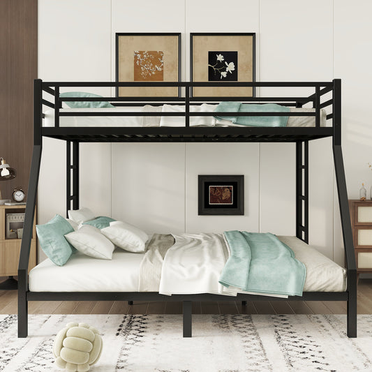 Metal Queen over King Bunk Bed for Teens and Adults - Black - detail view 2
