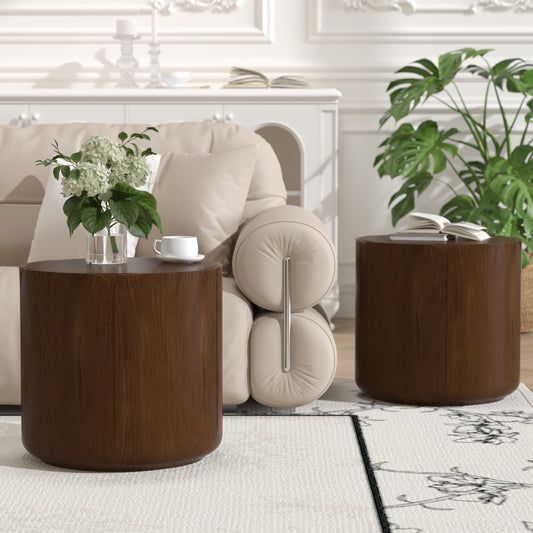 Brown Magnesium Oxide 2-Piece Accent Table Set with Wood Legs (Set of 2) - primary color shot