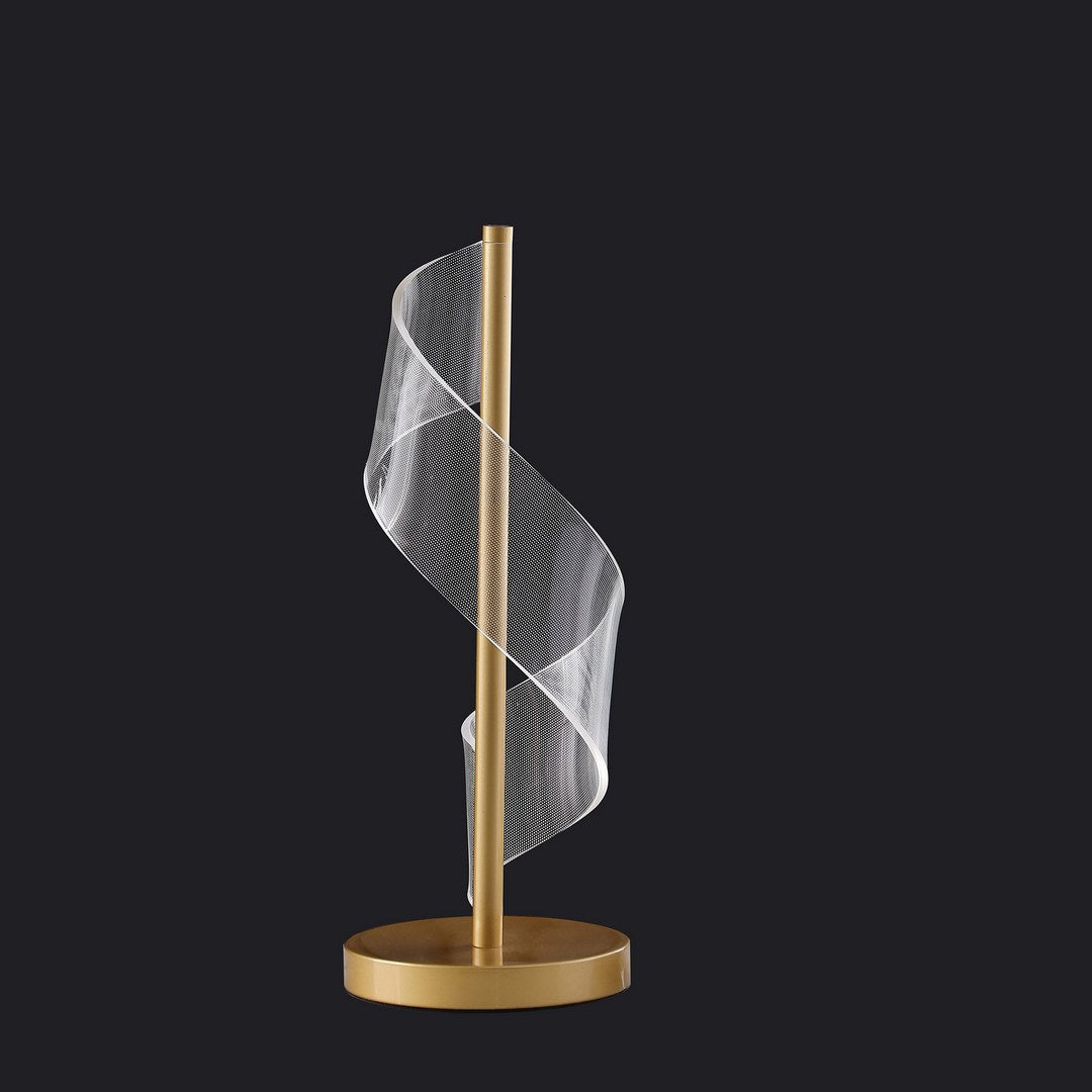 'S' Wave Swirl Acrylic Led Brushed Gold Table Lamp