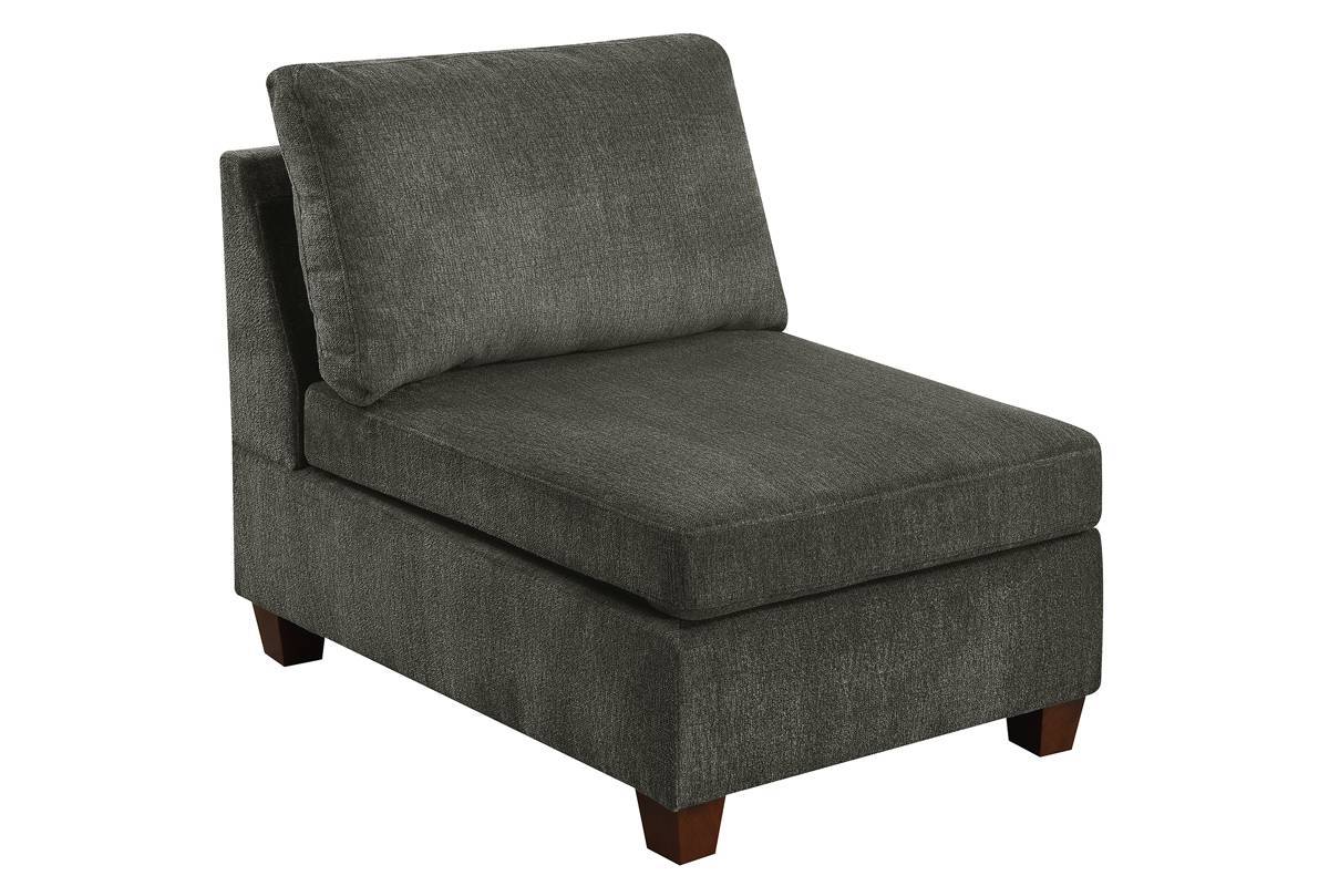 Living Room Furniture Grey Chenille Modular Sectional 6pc Set Corner L-Sectional Modern Couch 2x Corner Wedge 2x Armless Chairs and 2x Ottomans - detail view 8