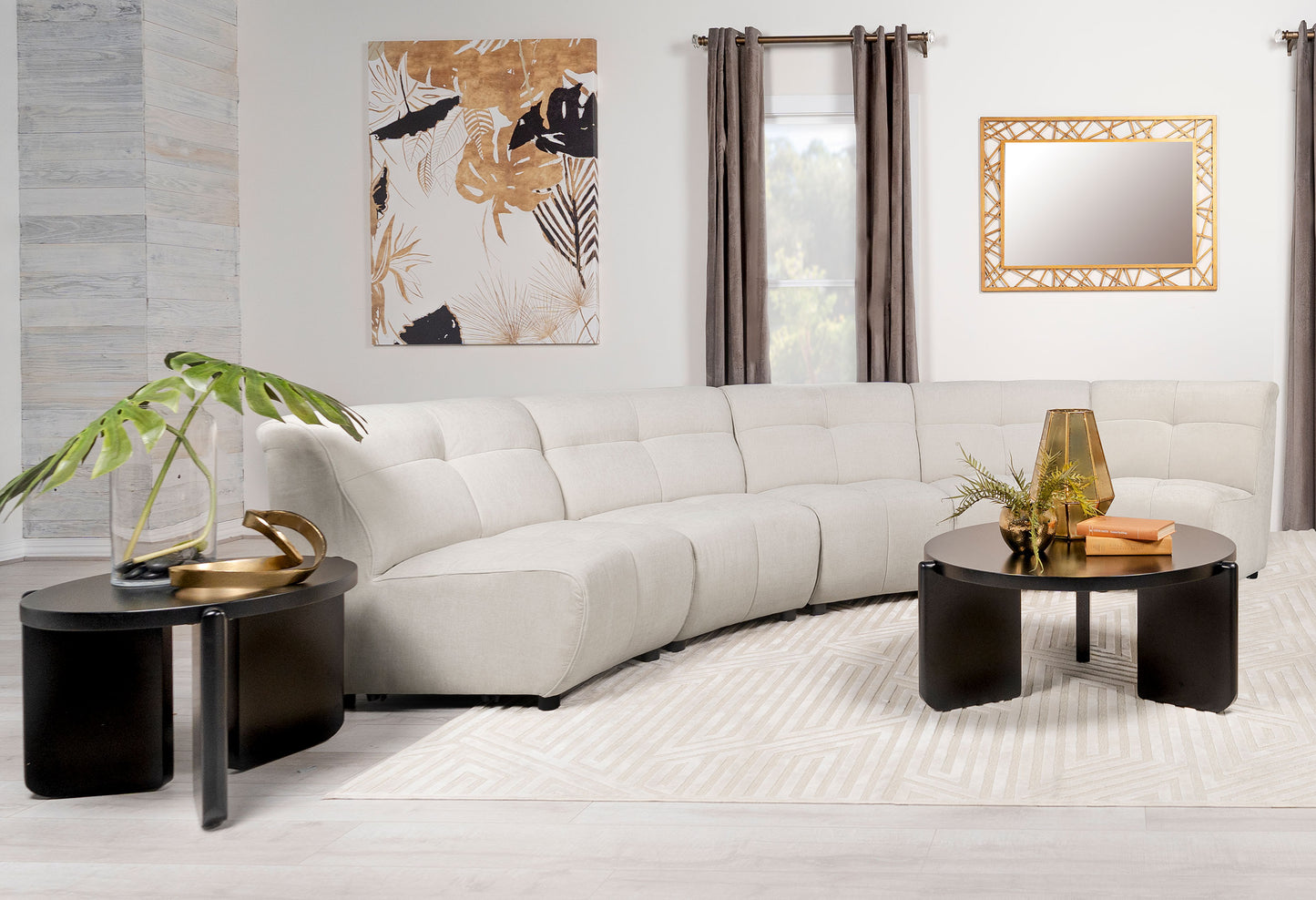Charlotte 5-Piece Curved Modular Sectional Sofa Ivory