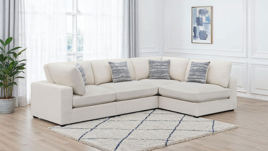 Serene Beige Linen 4-Piece Modular Sectional w- Feather Down Seating