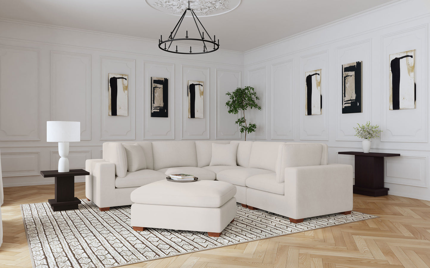 Lakeview 6-piece Upholstered Modular Sectional Sofa Ivory