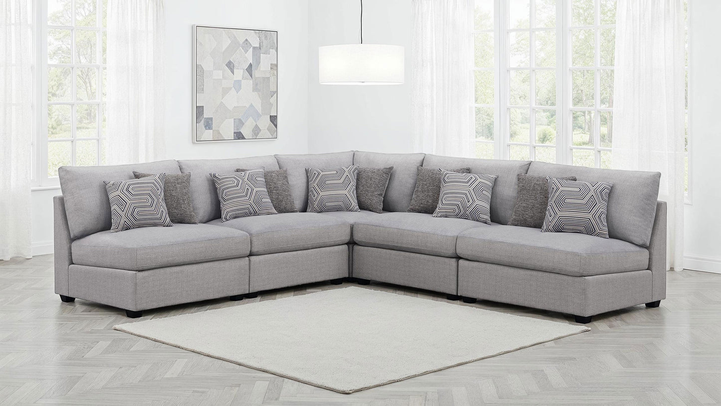 Cambria 5-Piece Light Grey Linen Modular Sectional