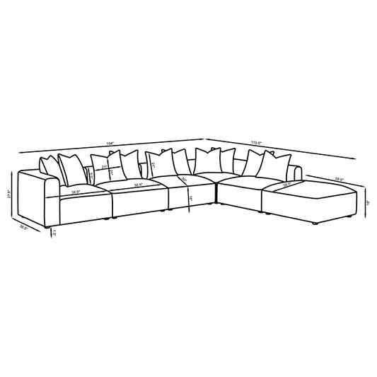 Jennifer 6-Piece Modern Modular Sectional in Terracotta Linen Upholstery
