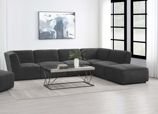Sunny 6-piece Upholstered Sectional in Charcoal Boucle Fabric