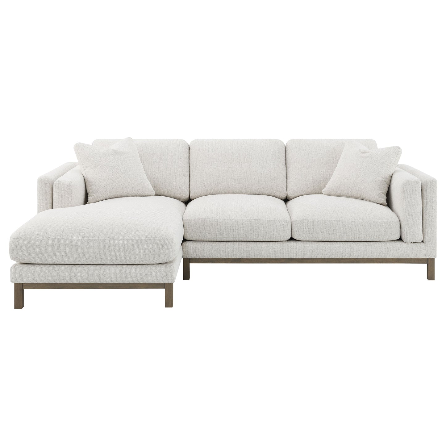 Geneva Textured Boucle Sectional with Wood Trim - Sand